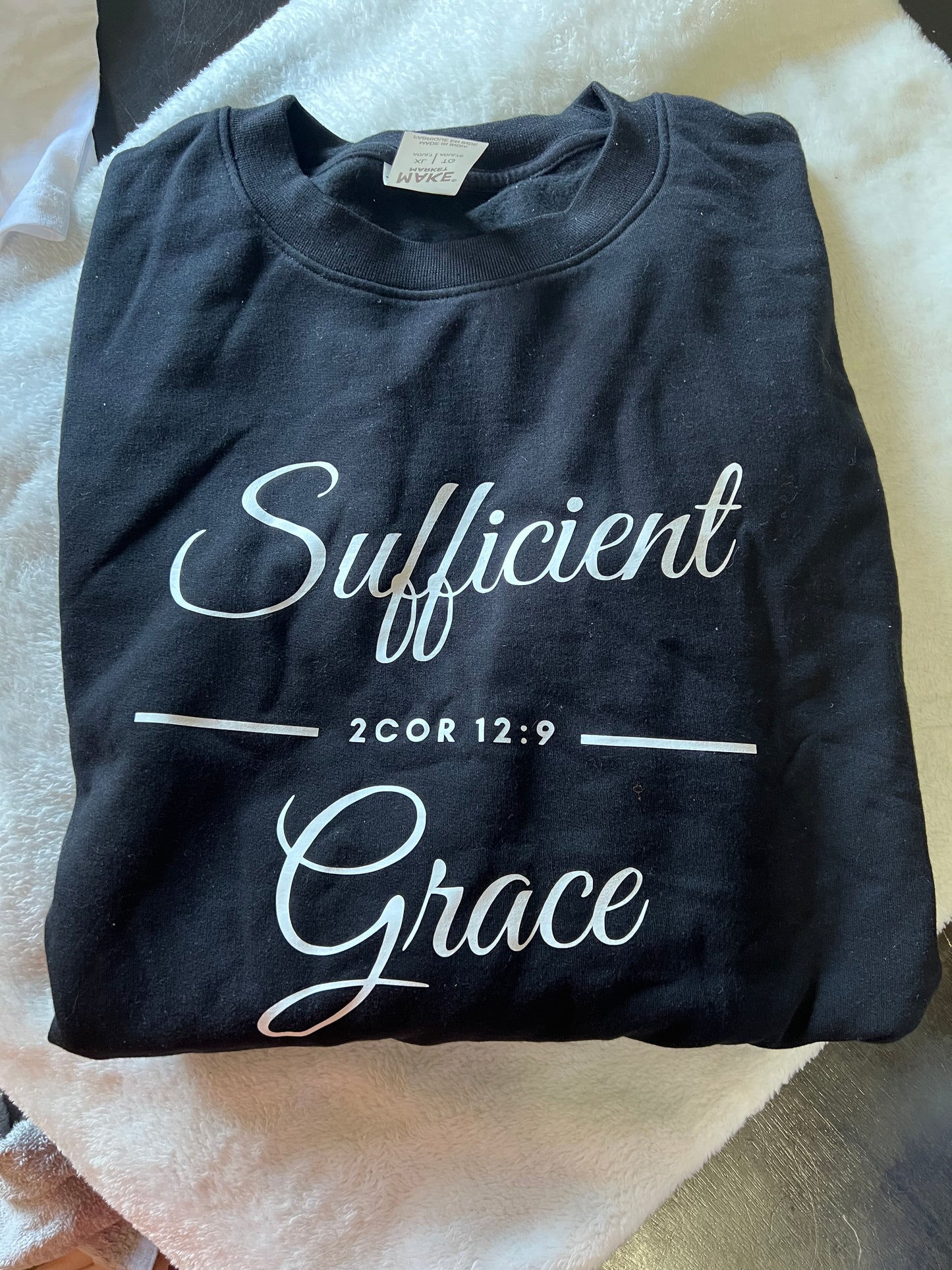 Sufficient Grace Crew Neck Sweatshirt — 2 Corinthians 12:9 Edition