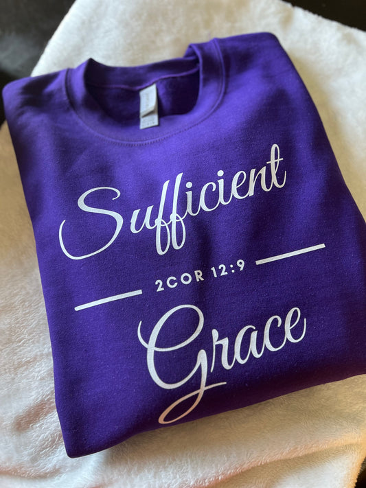 Sufficient Grace Crew Neck Sweatshirt — 2 Corinthians 12:9 Edition
